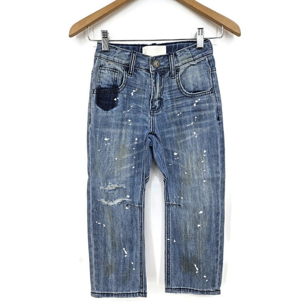 New One Teaspoon Boyfriend Jeans Girls 8-9 Blue Original Artist Denim